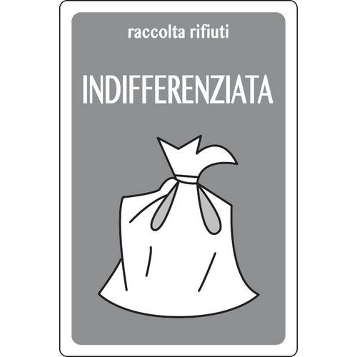 Cartello alluminio 30x20cm disegno raccolta indifferenziata,