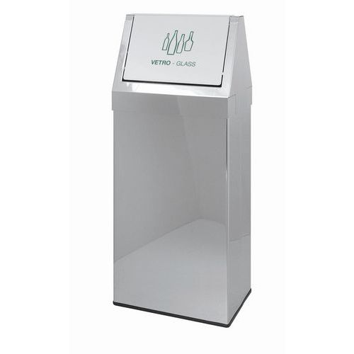 Pattumiera rettang. inox 30x40x90cm basc. racc.diff vetro,