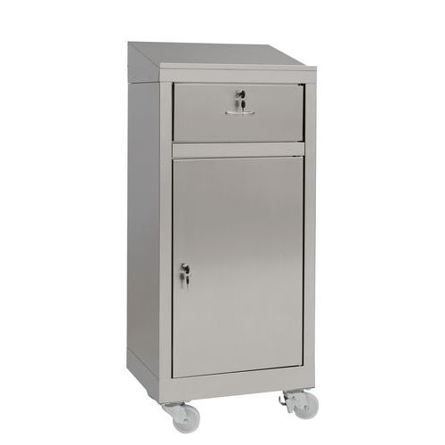 Armadio scrivimpedi inox 430 cassetto 50X40X115cm su ruote,