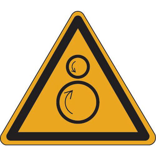 Pannello Pericolo rulli controrotanti Lato 30 cm - Alluminio,