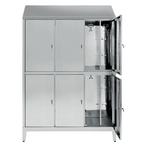 Armadio spogliatoio 6 vani sovrapposti inox 120x40x215 cm,