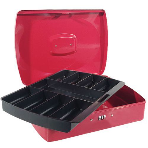 Cassetta per valuta chiusura con codice (9 scomparti) rossa,