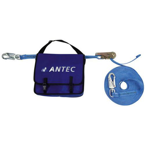 Linea di ancoraggio flessibile a fune 2 moschettoni girevoli,