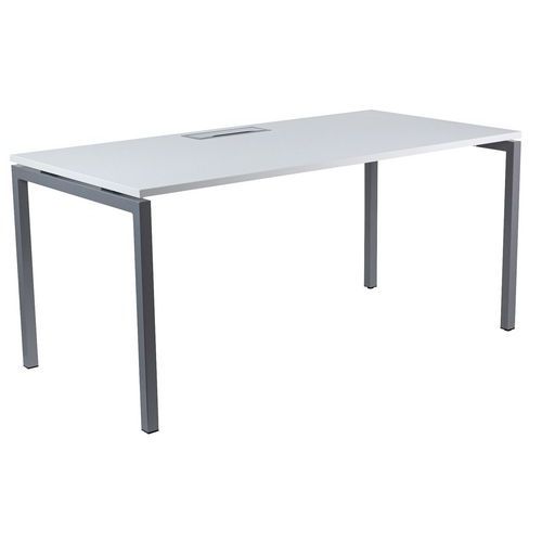 Scrivania dritta 160 cm piedi U bianco/alluminio Manutan,