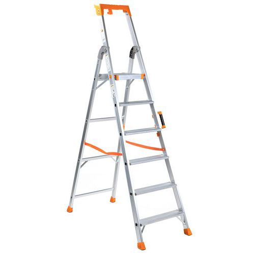 Scaletta professionale con 6 gradini in alluminio,