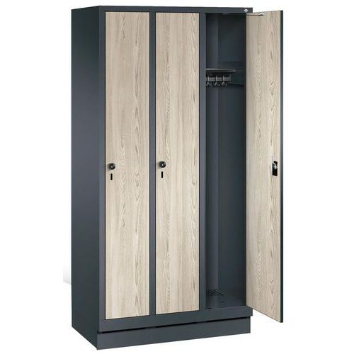 Armadietto mono antracite MDF frassino IP L300xA1850xP500 3 colonne con base,