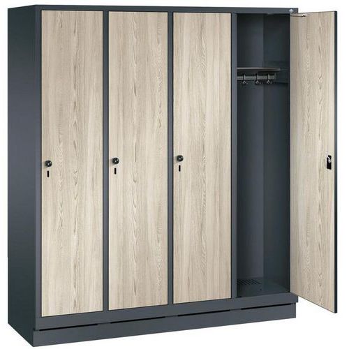 Armadietto mono antracite MDF frassino IP L400xA1850xP500 4 colonne con base,