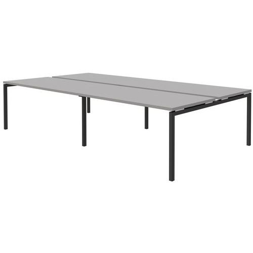 Scrivania diritta 4 posti - Grigio chiaro - Open Bench - 160 cm,