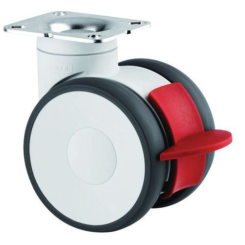 Rotella girevole con freno, portata 100 kg, con asta filettata,