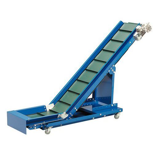 Trasportatore a nastro con inclinazione - L. nastro 300 mm H. 170 mm,
