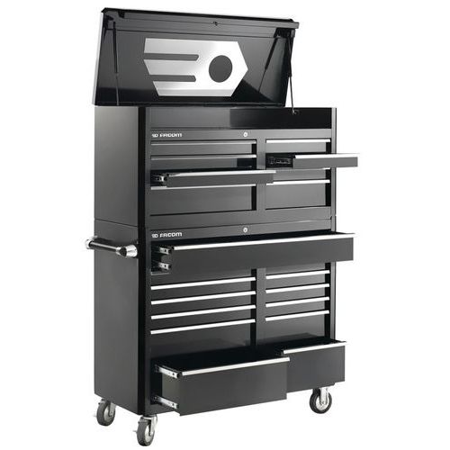 Carrello US + cassettiera - 21 cassetti, nero _ FAS.21BK,