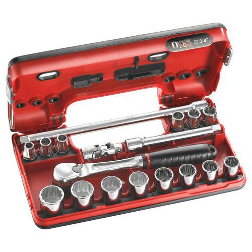 Set di chiavi a bussola da 3/8 12 scanalature - 18 pz. - Facom,