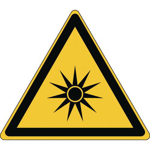 Cartello: Pericolo; Radiazioni ottiche 87 x 100 mm,