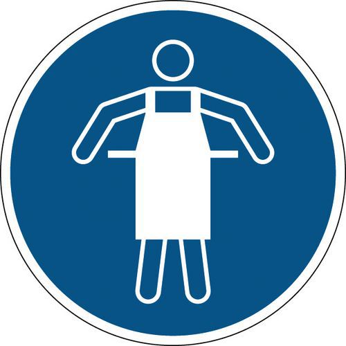 Cartello: Utilizzare un grembiule di protezione 200 mm,