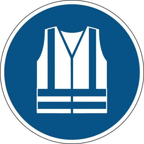 Cartello Gilet di sicurezza alta visibilità obbligatorio 200 mm,