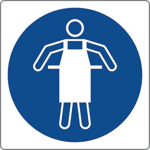 cartello 20x20 cm (grembiule di protezione obbligatorio),