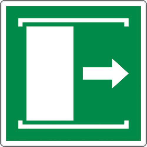 cartello 20x20 cm (scorrere a destra per aprire la porta),