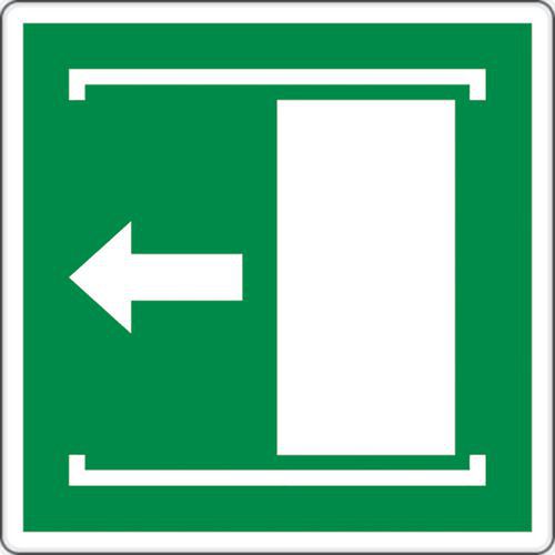 cartello 20x20 cm (scorrere a sinistra per aprire la porta),