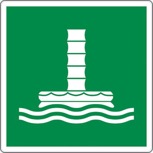 cartello 12x12 cm (condotto di evacuazione in mare),