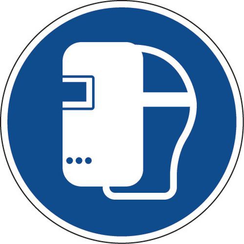 Cartello diametro 30 cm (maschera di saldatura obbligatoria),