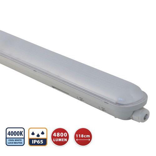 Barra luminosa 120cm led, plafoniera per esterni 4800 lumen,