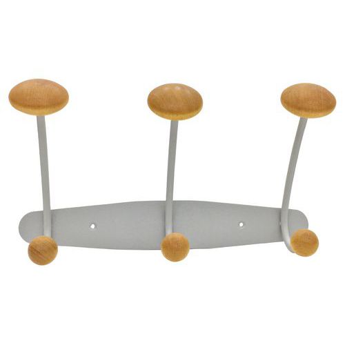 Attaccapanni in metallo e legno L 31 cm Grigio,