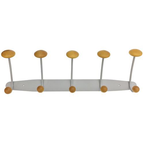 Attaccapanni in metallo e legno L 51 cm Grigio,