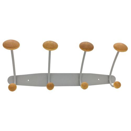 Attaccapanni in metallo e legno L 41 cm Grigio,
