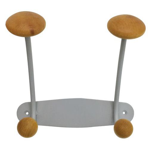 Attaccapanni in metallo e legno L 21 cm Grigio,