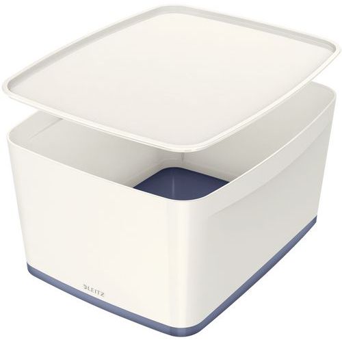 Scatole MyBox Medium con coperchio, bianco/grigio,