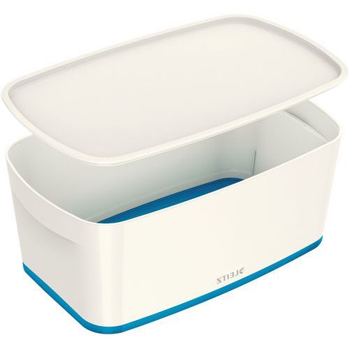 Scatole MyBox piccole con coperchio, bianco/blu,
