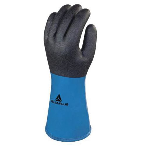 Guanto pvc/nitrile su supporto acrilico - mano spalmato in pvc/nitrile - 30 cm - Blu -  Taglia : 11,