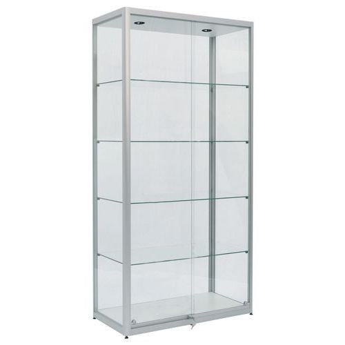 Vetrina espositiva 2 lampade modello Factory 200 - Argento,