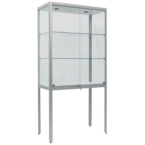 Vetrina espositiva 2 lampade modello Factory 300 - Argento,