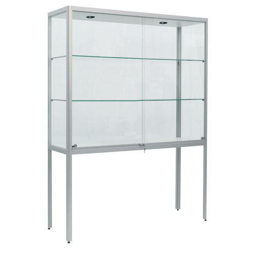 Vetrina espositiva 2 lampade modello Factory 400 - Argento,