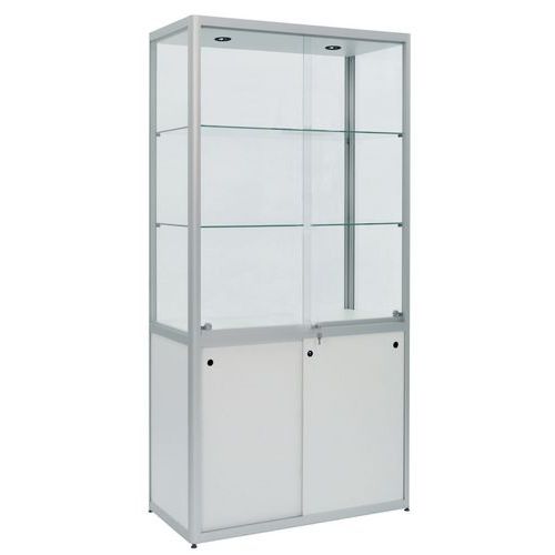 Vetrina espositiva 2 lampade modello Factory 500 - Argento,