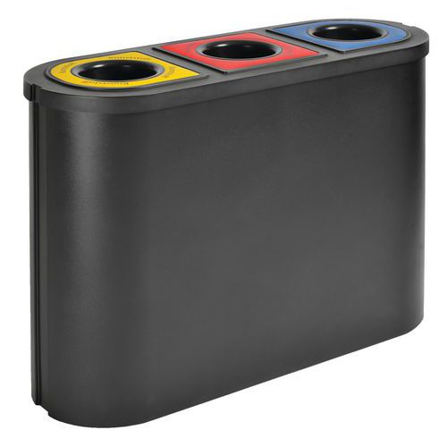 Pattumiera a tre scomparti per la raccolta differenziata Triomf nero,