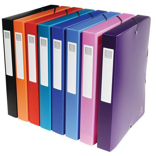 Set di 8 scatole per archiviazione PP opache dorso 4 cm ass.,