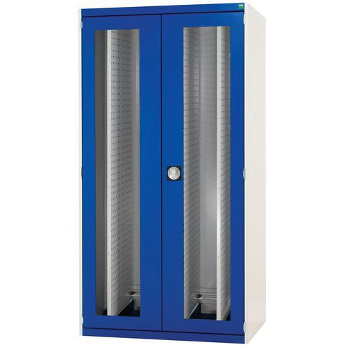 Armadio con 4 pannelli verticali e ante trasparenti,