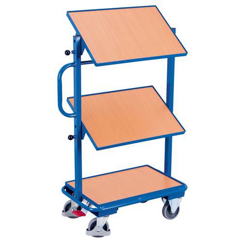 Carrello acciaio L610 portaconten., ripiani, 200kg Variofit,