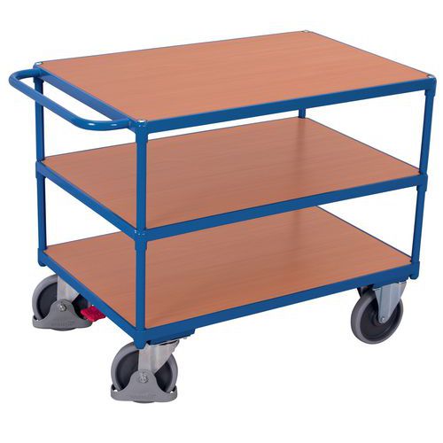 Carrello con 3 ripiani in legno - 1000x700 mm - 500 kg,