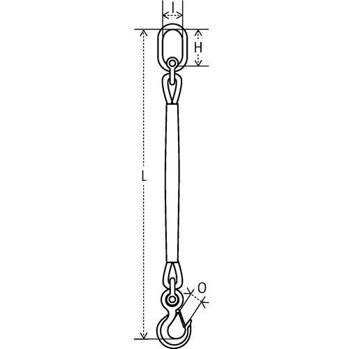 H = Lunghezza utile dell'anello I = Larghezza interna dell'anello L = Lunghezza O = Apertura gancio
