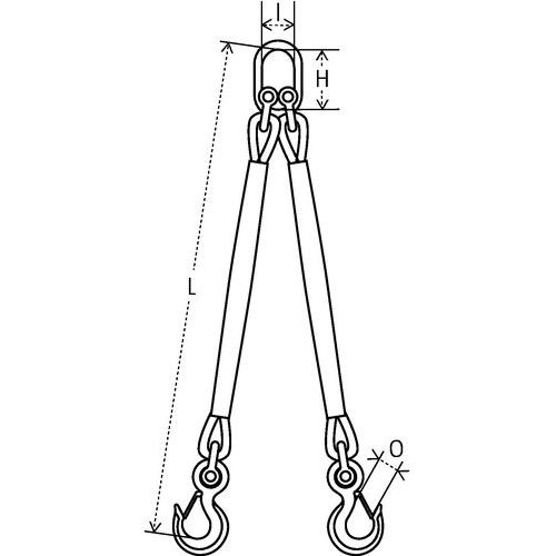 H = Lunghezza utile dell'anello I = Larghezza interna dell'anello L = Lunghezza O = Apertura gancio