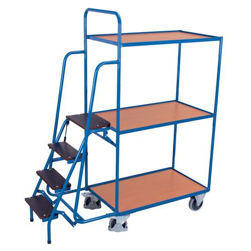 Carrello 3 ripiani legno e scaletta 990x595mm 250kg Variofit,