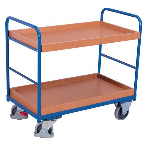 Carrello 2 ripiani legno con bordi, 965x655mm 250kg Variofit,