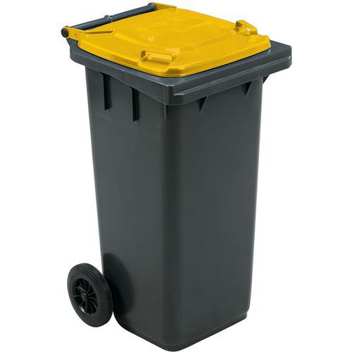Cassonetto mobile raccolta differenziata-120L-Giallo-Manutan,