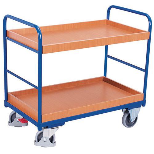 Carrello 2 ripiani legno con bordi, 815x455mm 250kg Variofit,