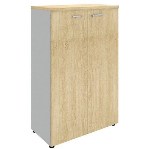 Armadio medio con ante battenti - rovere / alluminio,