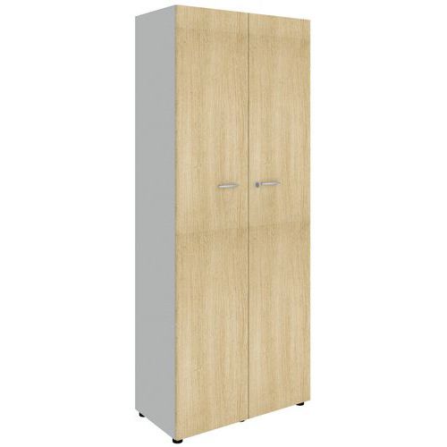 Armadio alto con ante battenti - rovere / alluminio,