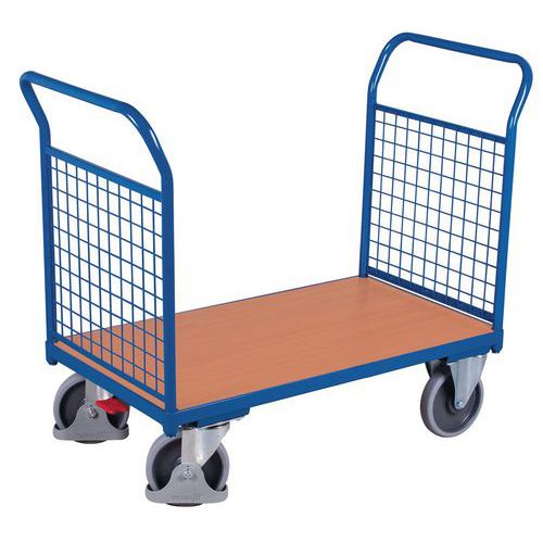 Carrello rivestito a griglia - 400 kg - 2 sponde posteriori,